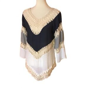 Hippie chic chevron crocheted blouse